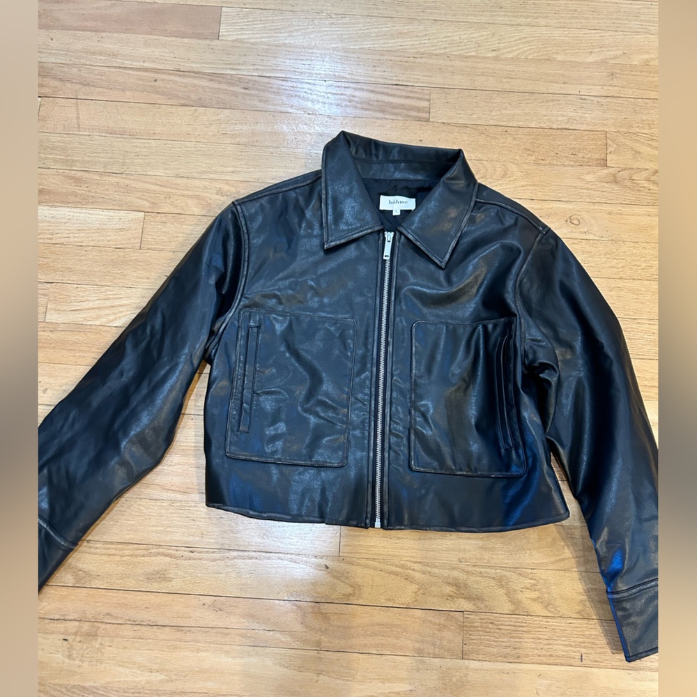 bohme Black Leather Zip-Front Jacket